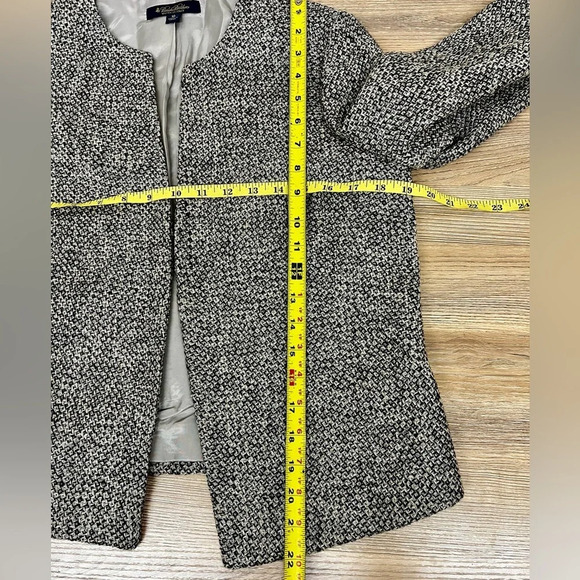 Brooks Brothers Woven in Italy Silver/Black/Grey Wool Tweed Blazer Size 10 - Picture 8 of 11